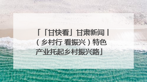 「甘快看」甘肃新闻丨（乡村行 看振兴）特色产业托起乡村振兴路