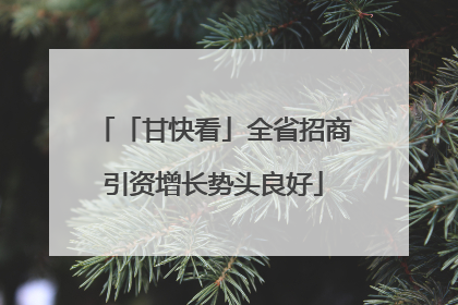 「甘快看」全省招商引资增长势头良好