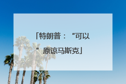 特朗普：“可以”原谅马斯克