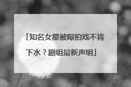 知名女星被曝拍戏不肯下水？剧组最新声明