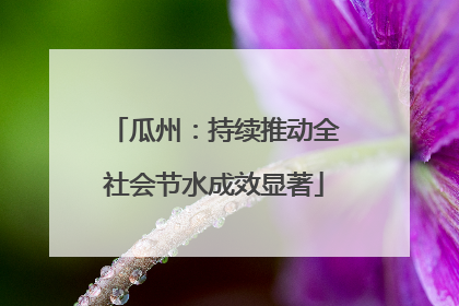 瓜州：持续推动全社会节水成效显著