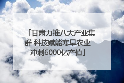 甘肃力推八大产业集群 科技赋能寒旱农业冲刺6000亿产值