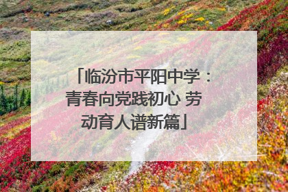 临汾市平阳中学：青春向党践初心 劳动育人谱新篇