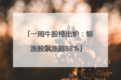 一周牛股榜出炉：领涨股飙涨超88%