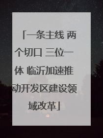 一条主线 两个切口 三位一体 临沂加速推动开发区建设领域改革