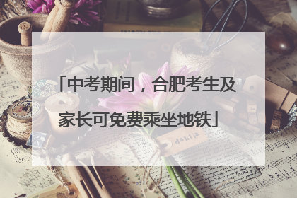 中考期间，合肥考生及家长可免费乘坐地铁