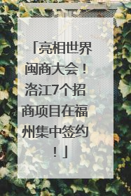 亮相世界闽商大会！洛江7个招商项目在福州集中签约！