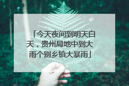 今天夜间到明天白天，贵州局地中到大雨个别乡镇大暴雨