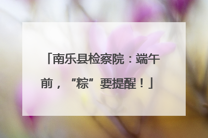南乐县检察院：端午前，“粽”要提醒！