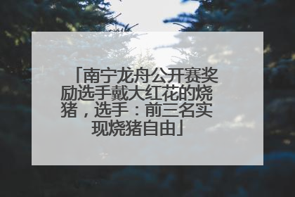 南宁龙舟公开赛奖励选手戴大红花的烧猪，选手：前三名实现烧猪自由