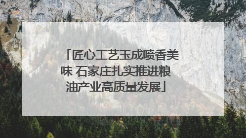 匠心工艺玉成喷香美味 石家庄扎实推进粮油产业高质量发展