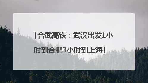 合武高铁：武汉出发1小时到合肥3小时到上海