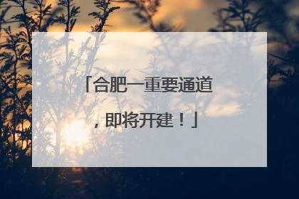 合肥一重要通道，即将开建！