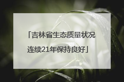 吉林省生态质量状况连续21年保持良好