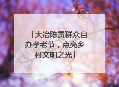 大冶陈贵群众自办孝老节，点亮乡村文明之光