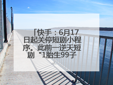 快手：6月17日起关停短剧小程序。此前一逆天短剧“1胎生99子”被全网下架