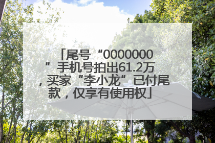 尾号“0000000”手机号拍出61.2万，买家“李小龙”已付尾款，仅享有使用权