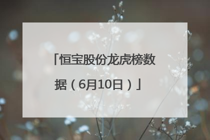 恒宝股份龙虎榜数据（6月10日）