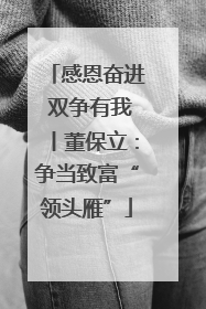 感恩奋进 双争有我丨董保立：争当致富“领头雁”