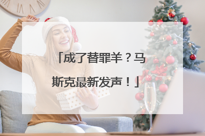 成了替罪羊？马斯克最新发声！