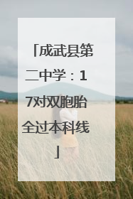 成武县第二中学：17对双胞胎全过本科线