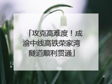 攻克高难度！成渝中线高铁荣家湾隧道顺利贯通