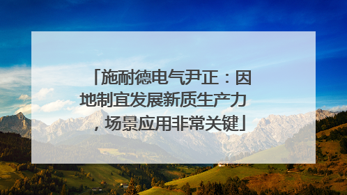 施耐德电气尹正：因地制宜发展新质生产力，场景应用非常关键