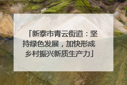 新泰市青云街道：坚持绿色发展，加快形成乡村振兴新质生产力