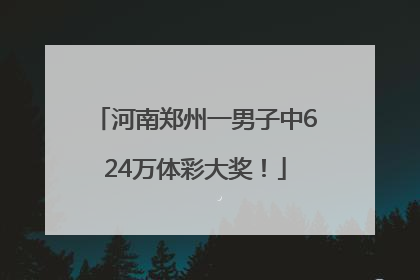 河南郑州一男子中624万体彩大奖！