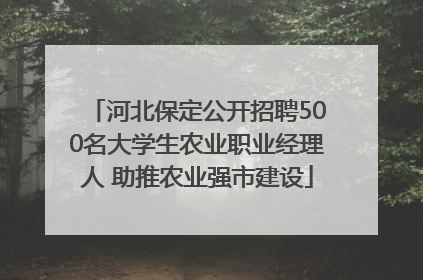 河北保定公开招聘500名大学生农业职业经理人 助推农业强市建设