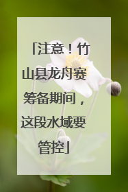 注意！竹山县龙舟赛筹备期间，这段水域要管控