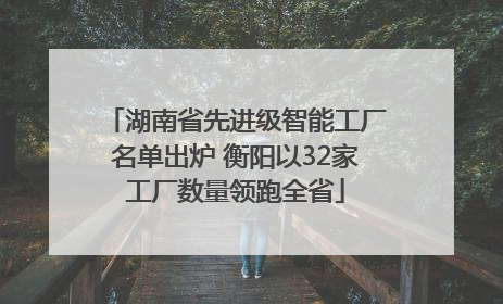 湖南省先进级智能工厂名单出炉 衡阳以32家工厂数量领跑全省