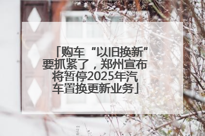 购车“以旧换新”要抓紧了，郑州宣布将暂停2025年汽车置换更新业务