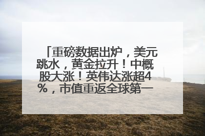 重磅数据出炉，美元跳水，黄金拉升！中概股大涨！英伟达涨超4%，市值重返全球第一！黄仁勋计划出售至多600万股股票
