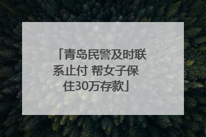 青岛民警及时联系止付 帮女子保住30万存款
