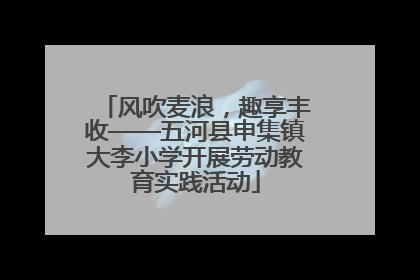 风吹麦浪，趣享丰收——五河县申集镇大李小学开展劳动教育实践活动