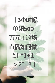 3小时爆单超500万元！这场直播如何做到“1+1＞2”？